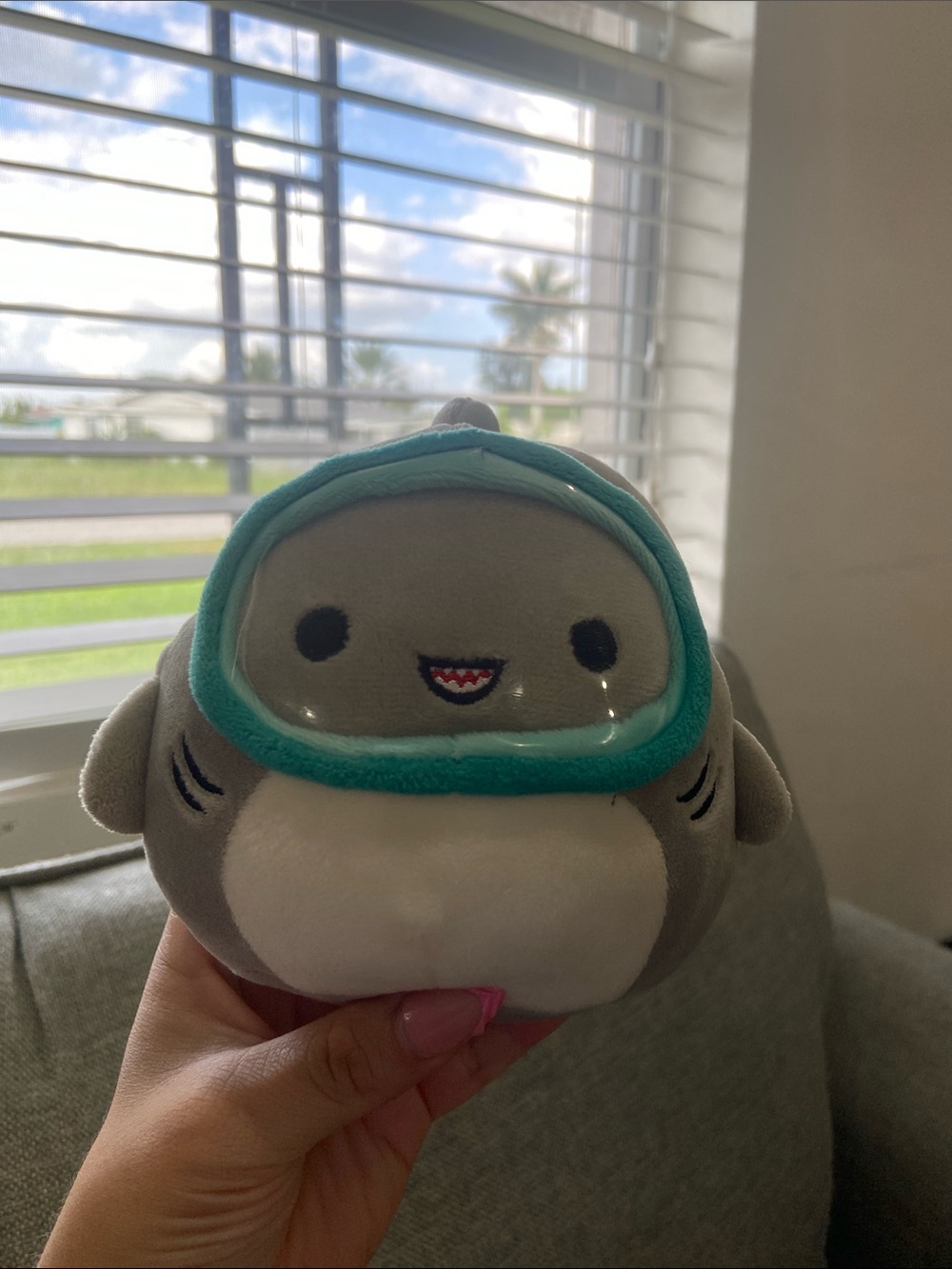 Squishmallows Gray and Teal Shark Plush